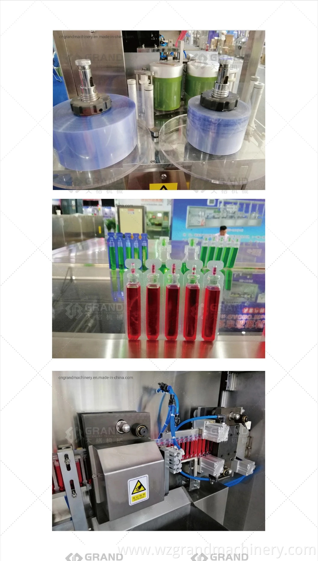 Ggs-118 P5 Plastic Ampule Liquid Forming Filling Sealing Machine for Pesticide/Oil/Oral Liquid/Medicine with Pm-100 Labeling Machinery